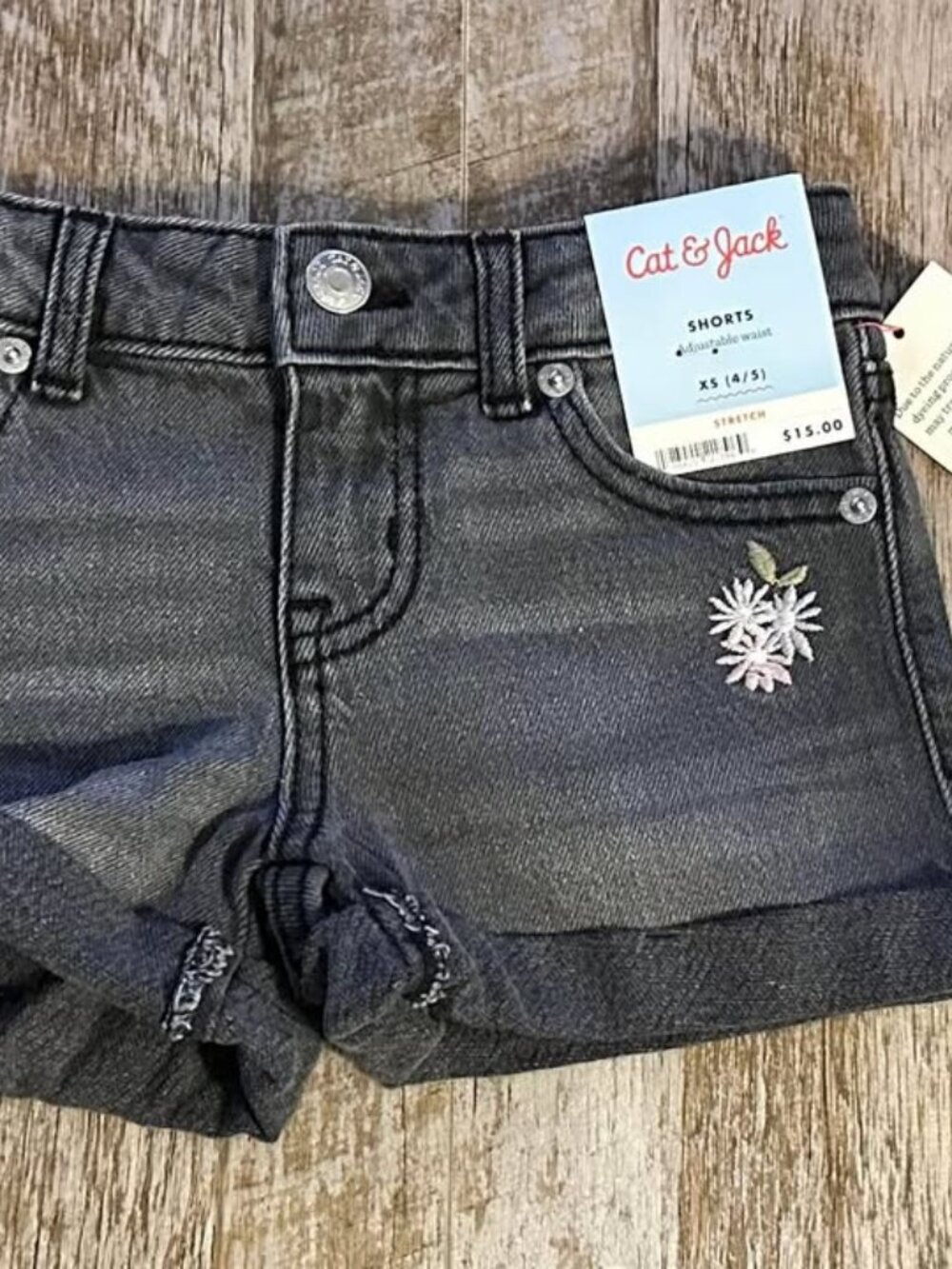 Cat & Jack Girls' XS (4/5) Embroidered Denim Shorts